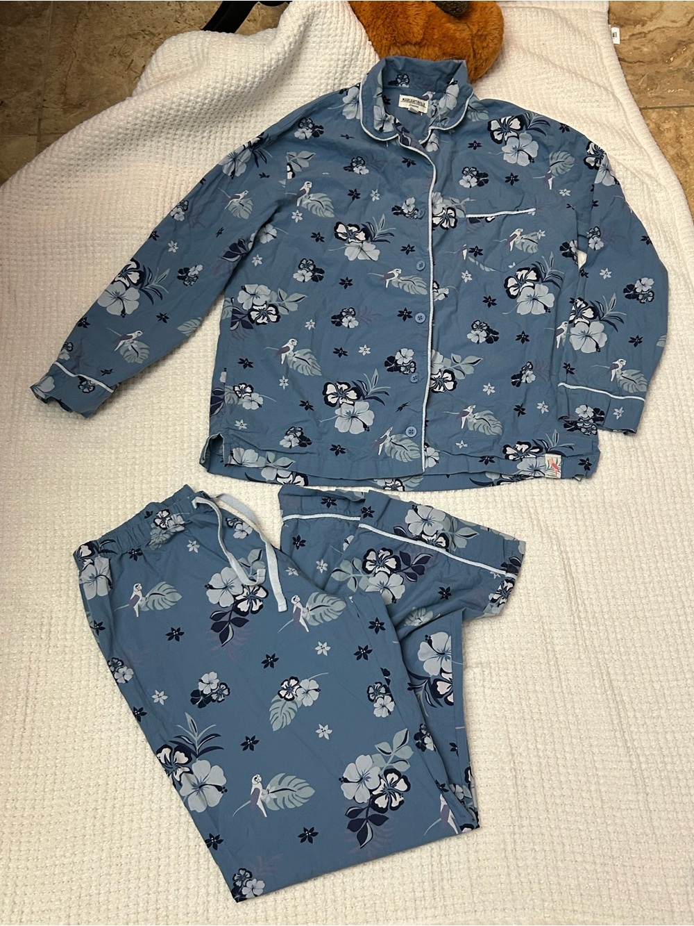 Margaritaville Dreams 100% Cotton Tropical Parrot Pajama Set M